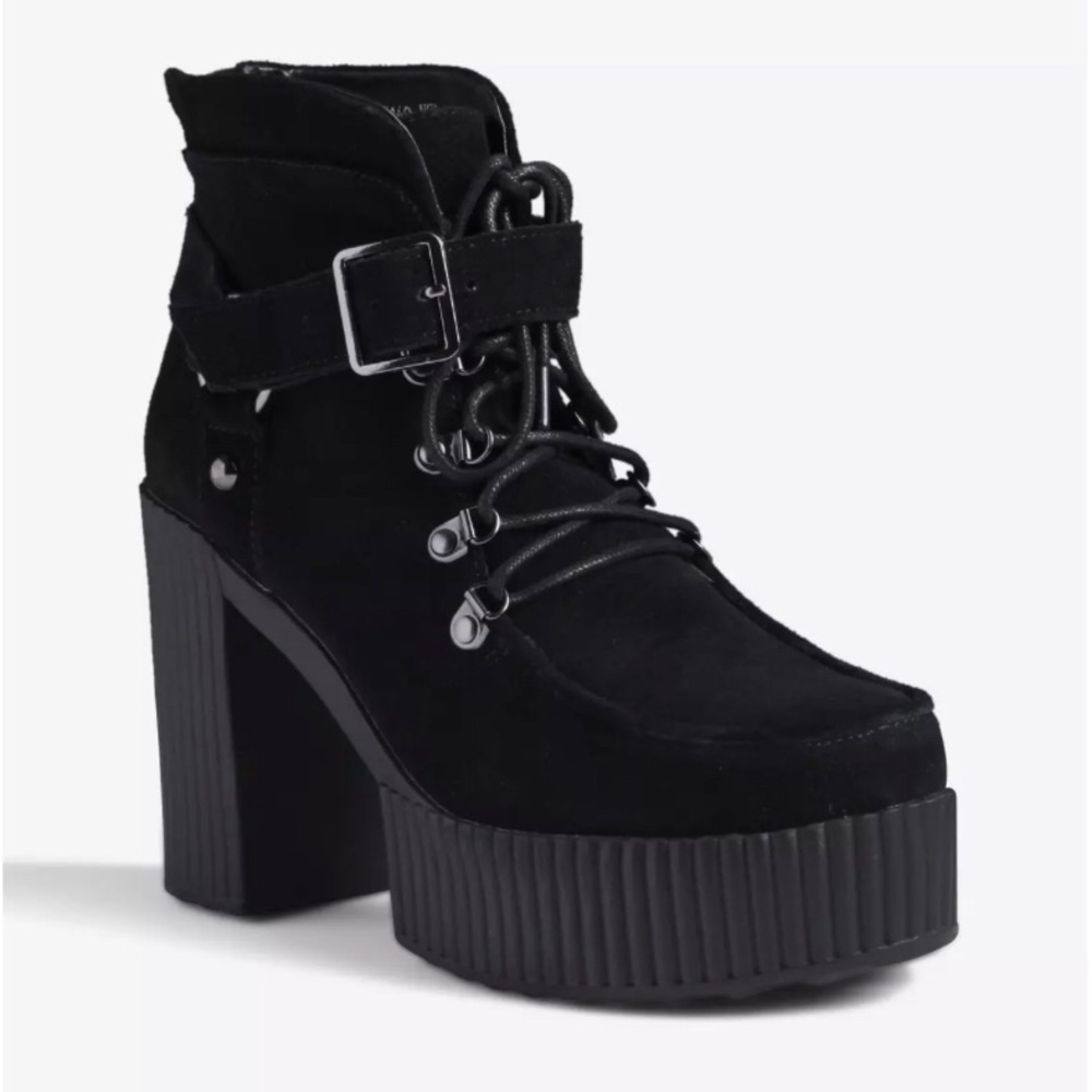 T.U.K Black Lace Up Boots with Platform Sole
